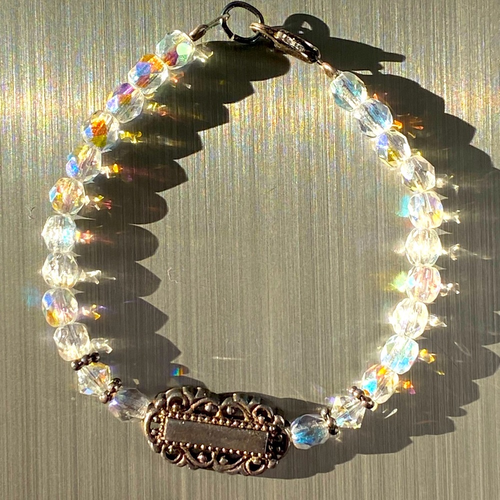 Vintage Sterling Silver 925 Monogram Beaded Baby Bracelet